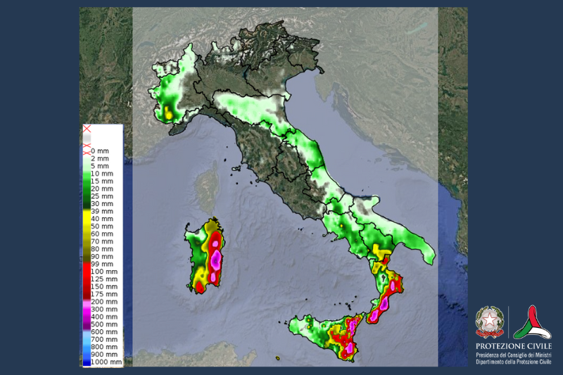 Precipitazioni in Italia - Maltempo in Calabria, Sardegna e Sicilia